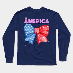 Rainbow American Flag Women Patriotic Shirt 4th of July Memorial Long Sleeve T-Shirt